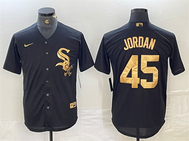 Personalized Men’s Chicago White Sox #45 Michael Jordan Black Cool Base Stitched Jersey