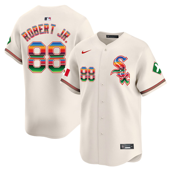 Personalized Men’s Chicago White Sox #88 Luis Robert Jr. Cream Mexico Premier Limited Stitched Baseball Jersey
