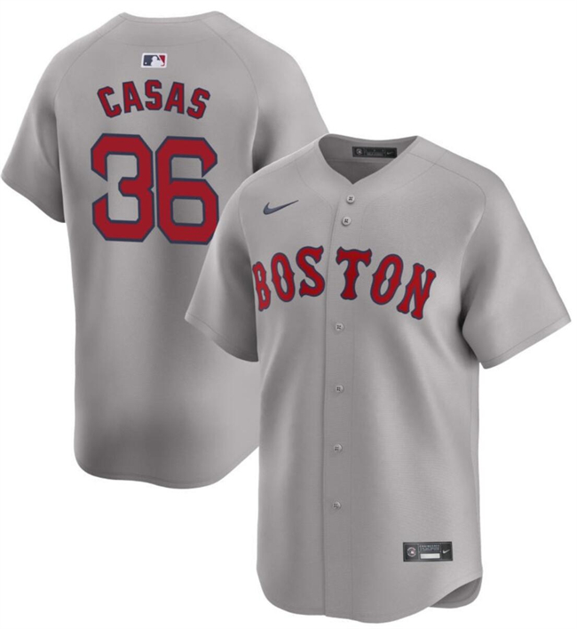 Personalized Men’s Boston Red Sox #36 Triston Casas Grey 2024 Away Limited Stitched Baseball Jersey
