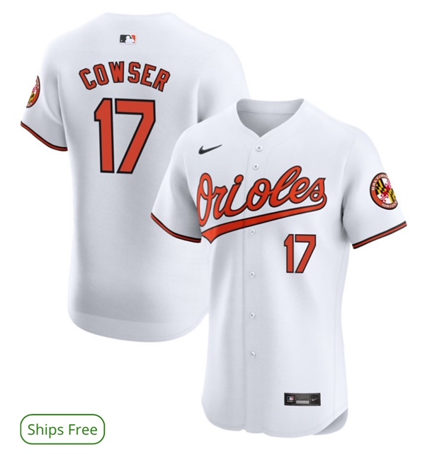 Personalized Men’s Baltimore Orioles #17 Cowser White 2024 Home Limited Cool Base Stitched Baseball Jersey