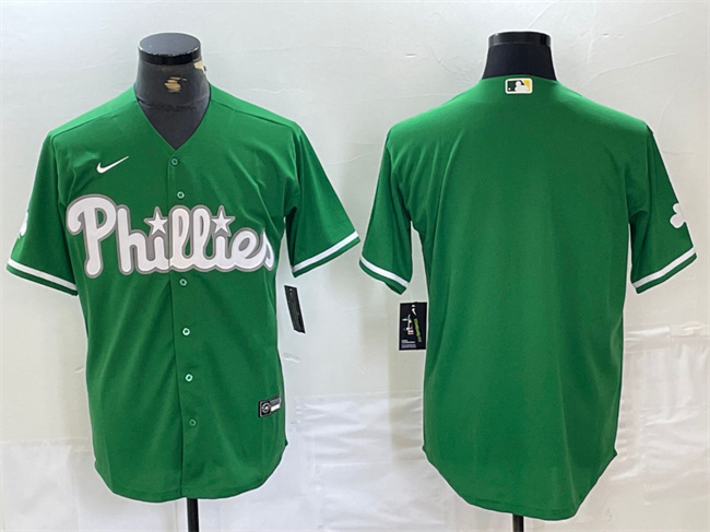 Personalized Men’s Philadelphia Phillies Blank Green Cool Base Stitched Baseball Jersey