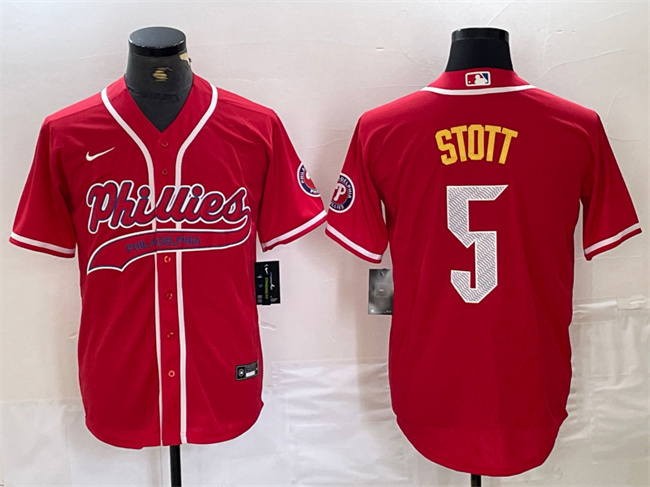 Personalized Men’s Philadelphia Phillies #5 Bryson Stott Red 2024 City Connect Stitched Jersey