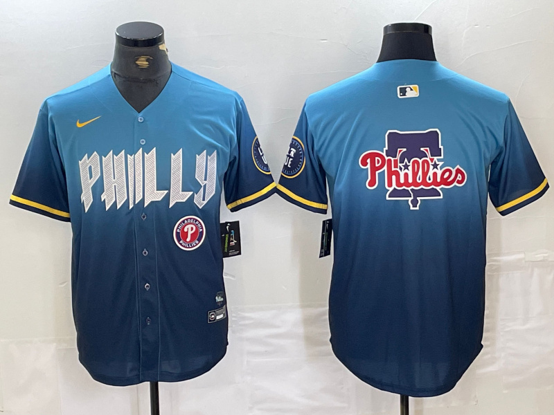 Personalized Men’s Philadelphia Phillies Blank Blue 2024 City Connect Limited Stitched Jersey