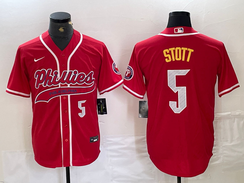 Personalized Men’s Philadelphia Phillies #5 Bryson Stott Red 2024 City Connect Stitched Jersey