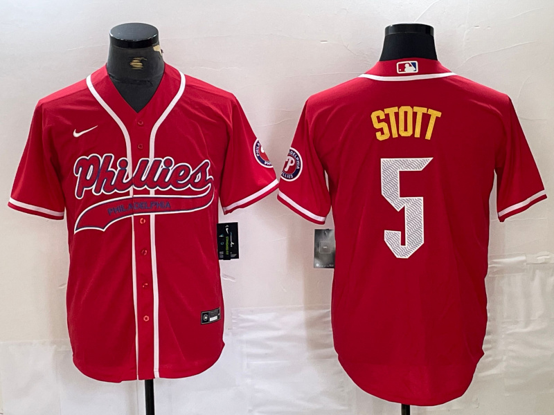 Personalized Men’s Philadelphia Phillies #5 Bryson Stott Red 2024 City Connect Stitched Jersey