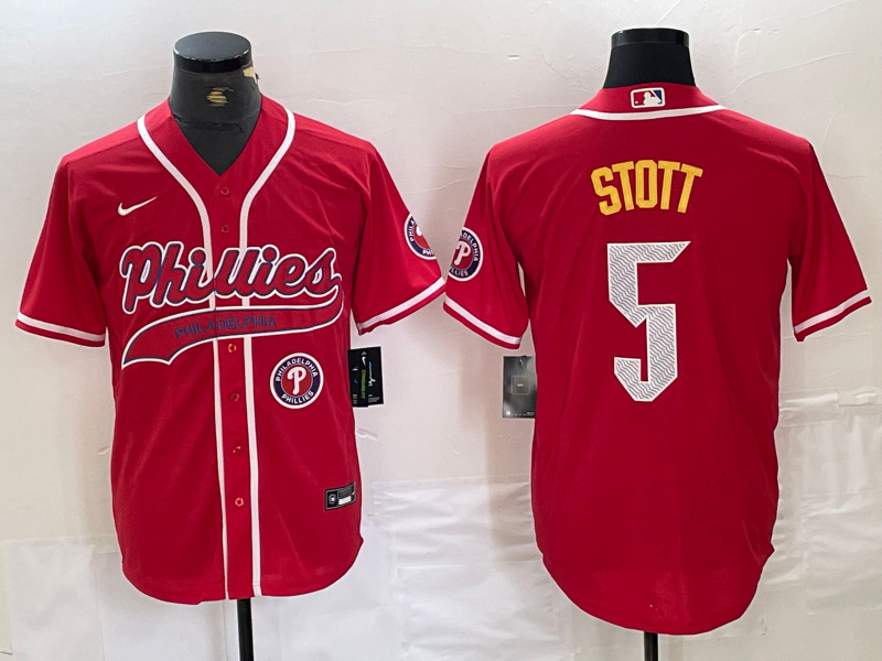 Personalized Men’s Philadelphia Phillies #5 Bryson Stott Red 2024 City Connect Stitched Jersey