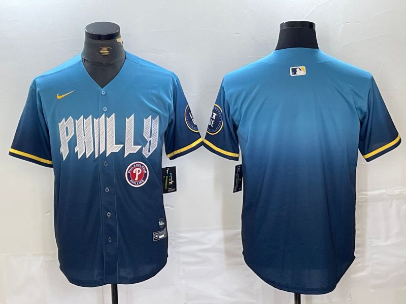 Personalized Men’s Philadelphia Phillies Blank Blue 2024 City Connect Limited Stitched Jersey