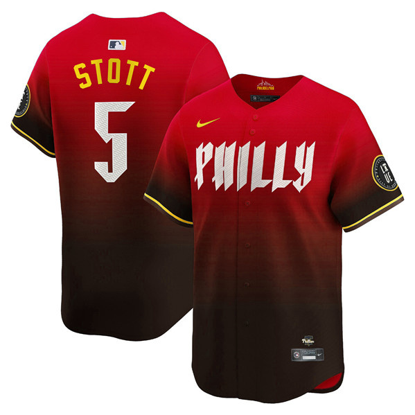 Personalized Men’s Philadelphia Phillies #5 Bryson Stott Red 2024 City Connect Limited Stitched Jersey
