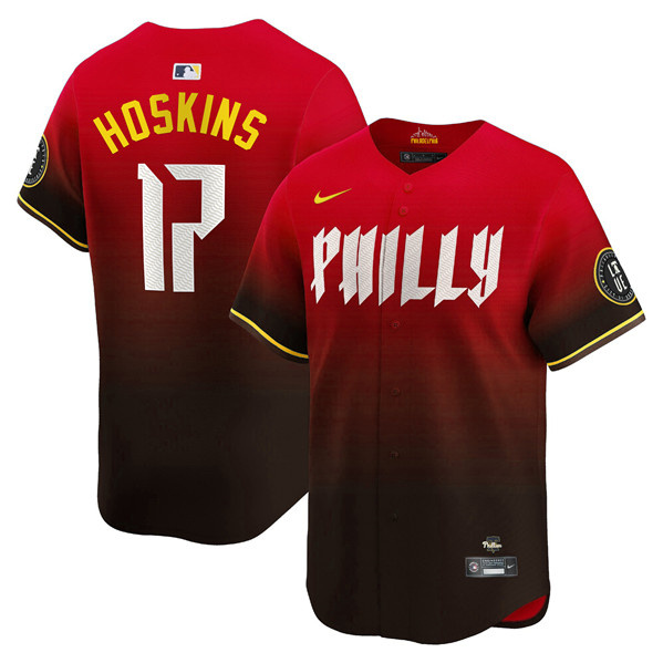 Personalized Men’s Philadelphia Phillies #17 Rhys Hoskins Red 2024 City Connect Limited Stitched Jersey
