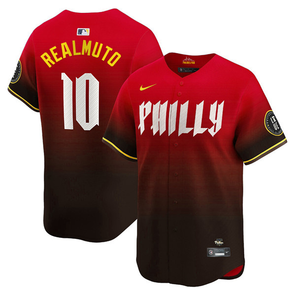 Personalized Men’s Philadelphia Phillies #10 J.T. Realmuto Red 2024 City Connect Limited Stitched Jersey