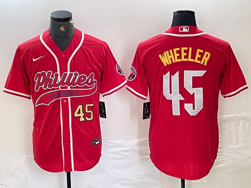 Personalized Men’s Philadelphia Phillies #45 Zack Wheeler Red 2024 City Connect Limited Stitched Baseball Jersey