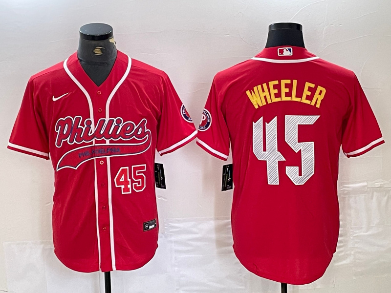 Personalized Men’s Philadelphia Phillies #45 Zack Wheeler Red 2024 City Connect Limited Stitched Baseball Jersey