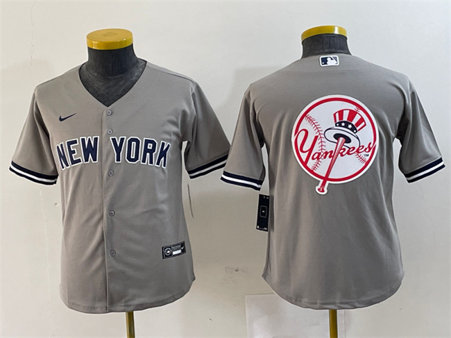 Personalized Youth New York Yankees Gray Team Big Logo Cool Base Stitched Baseball Jersey