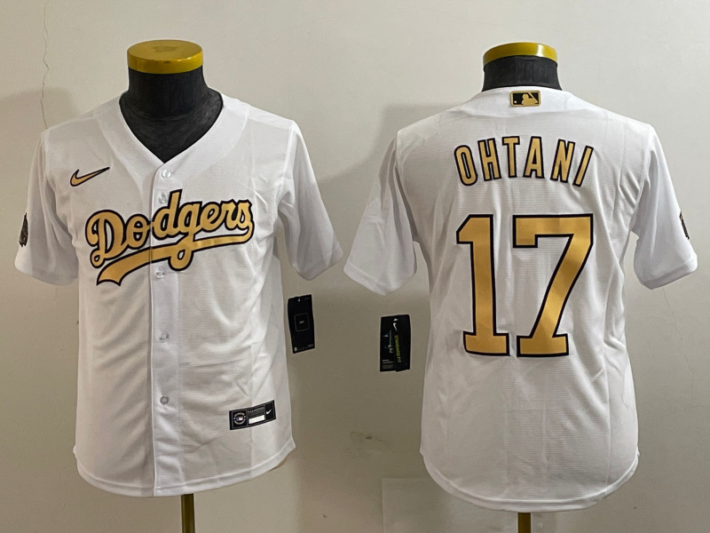 Personalized Youth Los Angeles Dodgers #17 Shohei Ohtani White Flex Base Stitched Baseball Jersey