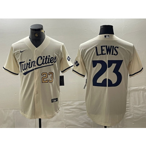 Personalized MLB Twins 23 Lewis Cream Cool Base Men Jersey