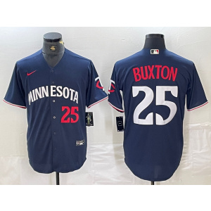 Personalized MLB Twins 25 Byron Buxton Navy Cool Base Men Jersey