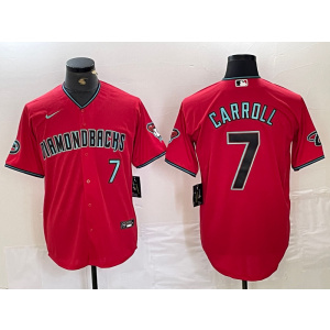 Personalized MLB Diamondbacks 7 Corbin Carroll Red Cool Base Men Jersey