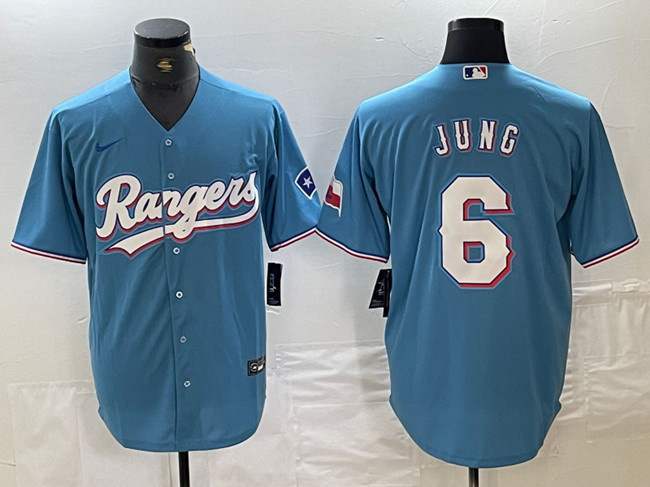 Personalized Men’s Texas Rangers #6 Josh Jung Blue Cool Base Stitched Baseball Jersey