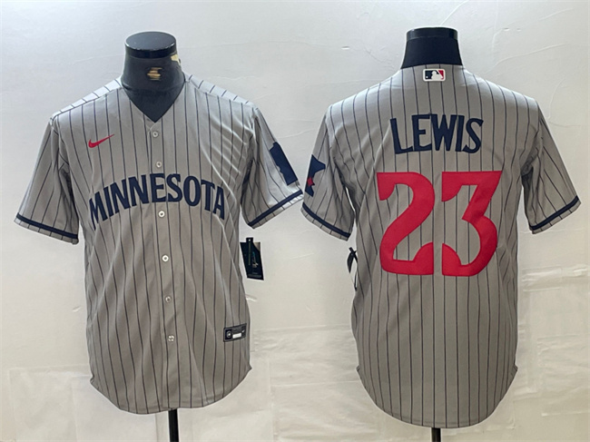 Personalized Men’s Minnesota Twins #23 Royce Lewis Grey Cool Base Stitched Baseball Jersey