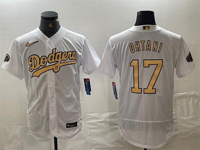 Personalized Men’s Los Angeles Dodgers #17 Shohei Ohtani 2022 All-Star White Flex Base Stitched Baseball Jersey
