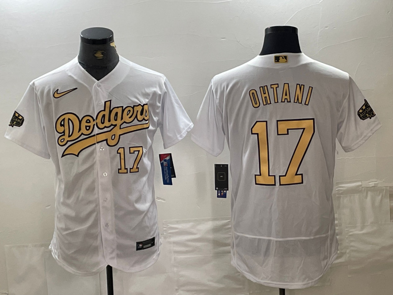 Personalized Men’s Los Angeles Dodgers #17 Shohei Ohtani Number White 2022 All Star Stitched Flex Base Jerseys