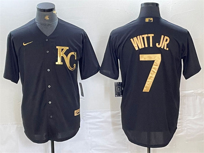 Personalized Men’s Kansas City Royals #7 Bobby Witt Jr. Black Cool Base Stitched Jersey