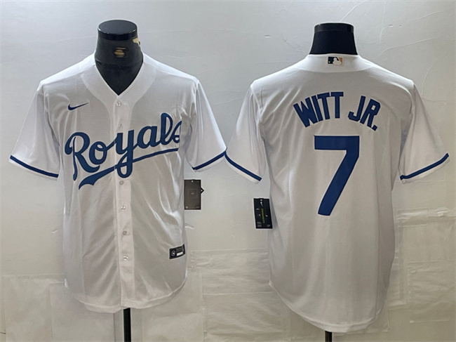 Personalized Men’s Kansas City Royals #7 Bobby Witt Jr. White Cool Base Stitched Baseball Jersey