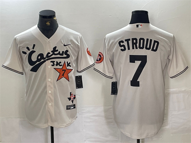 Personalized Men’s Houston Astros #7 C.J. Stroud Cream Cactus Jack Premier Limited Stitched Baseball Jersey