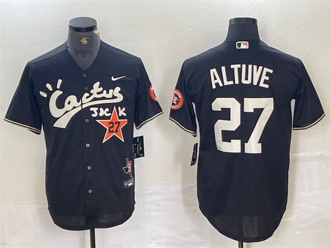 Personalized Men’s Houston Astros #27 Jose Altuve Black Cactus Jack Premier Limited Stitched Baseball Jersey