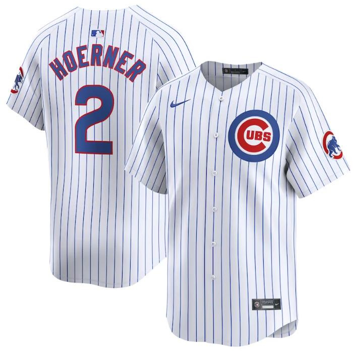 Personalized Men’s Chicago Cubs #2 Nico Hoerner White 2024 Home Limited Stitched Baseball Jersey