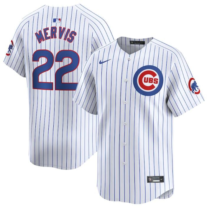 Personalized Men’s Chicago Cubs #22 Matt Mervis White 2024 Home Limited Stitched Baseball Jersey