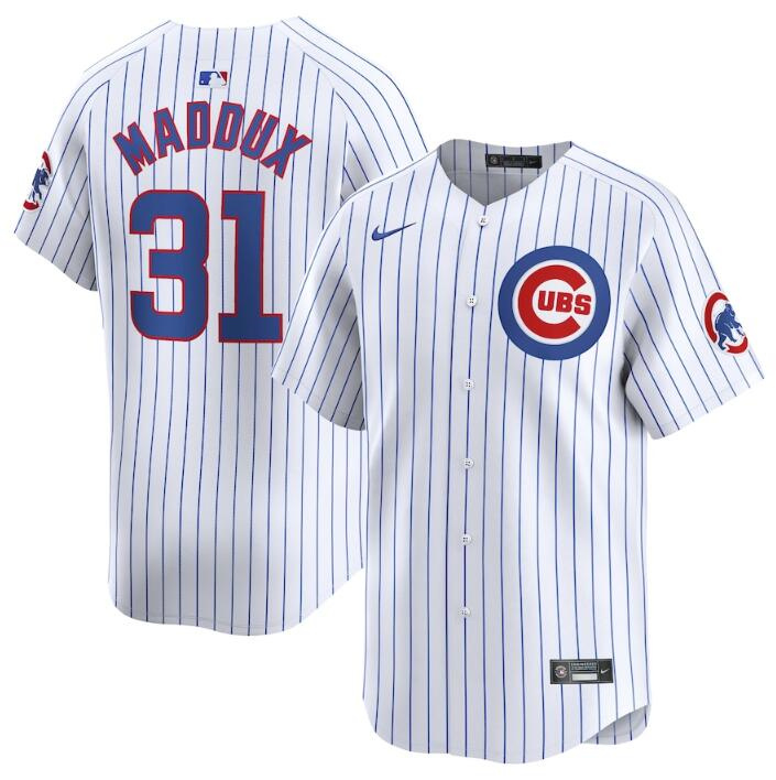Personalized Men’s Chicago Cubs #31 Greg Maddux White 2024 Home Limited Stitched Baseball Jersey