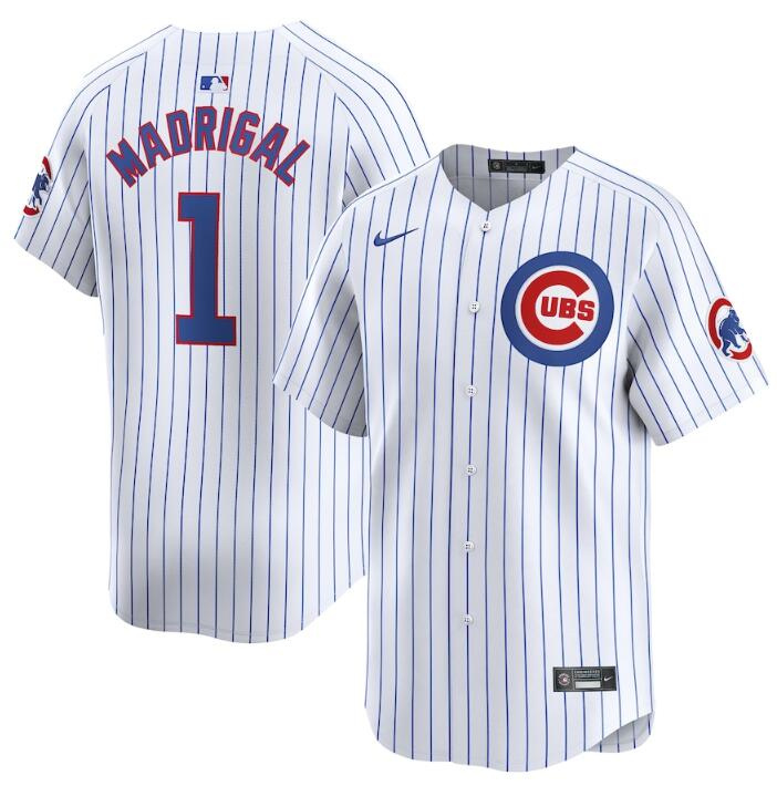 Personalized Men’s Chicago Cubs #1 Nick Madrigal White 2024 Home Limited Stitched Baseball Jersey