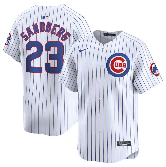 Personalized Men’s Chicago Cubs #23 Ryne Sandberg White 2024 Home Limited Stitched Baseball Jersey