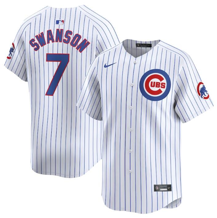 Personalized Men’s Chicago Cubs #7 Dansby Swanson White 2024 Home Limited Stitched Baseball Jersey