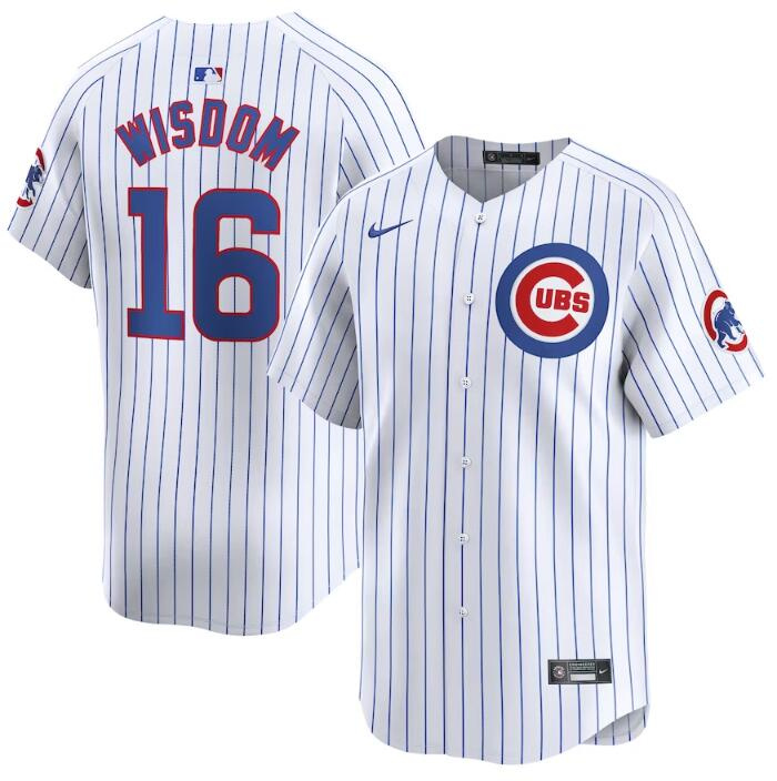 Personalized Men’s Chicago Cubs #16 Patrick Wisdom White 2024 Home Limited Stitched Baseball Jersey