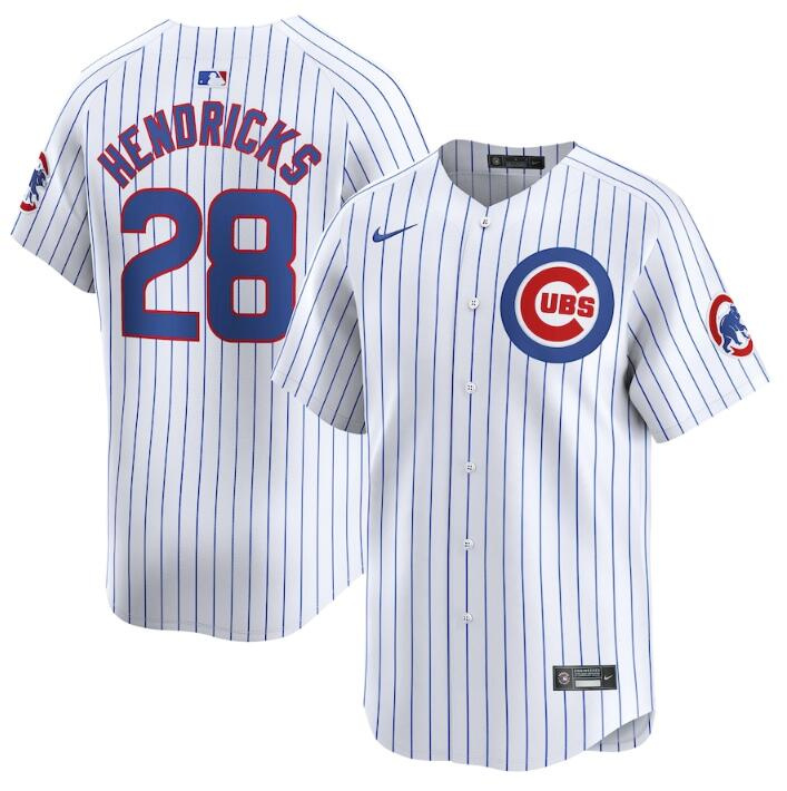 Personalized Men’s Chicago Cubs #28 Kyle Hendricks White 2024 Home Limited Stitched Baseball Jersey
