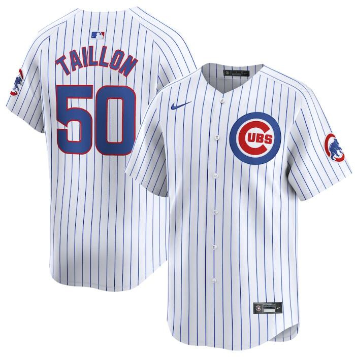 Personalized Men’s Chicago Cubs #50 Jameson Taillon White 2024 Home Limited Stitched Baseball Jersey