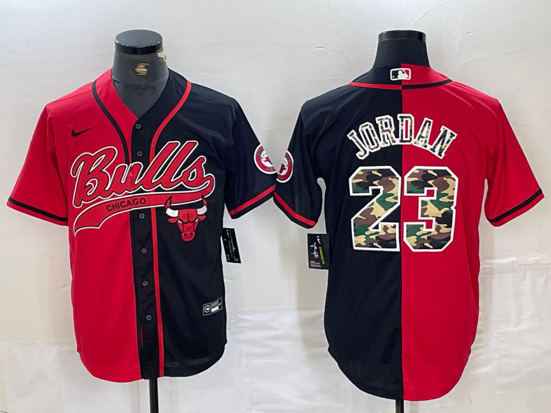 Personalized Men’s Chicago Bulls #23 Michael Jordan Gray Camo Cool Base Stitched Baseball Jersey 4