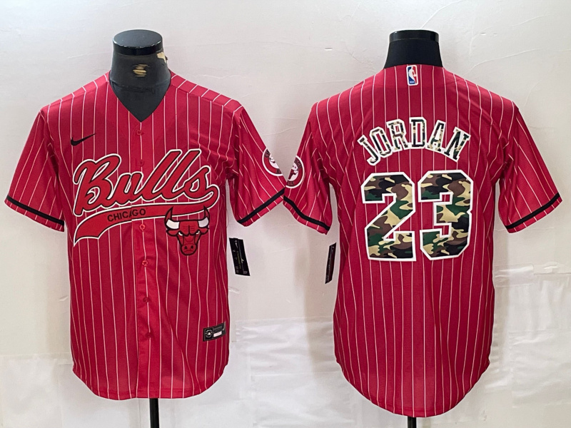 Personalized Men’s Chicago Bulls #23 Michael Jordan Gray Camo Cool Base Stitched Baseball Jersey 6