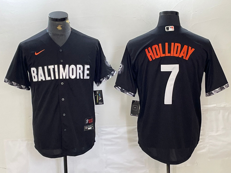 Personalized Men’s Baltimore Orioles #7 Jackson Holliday Black 2023 City Connect Cool base jerseys
