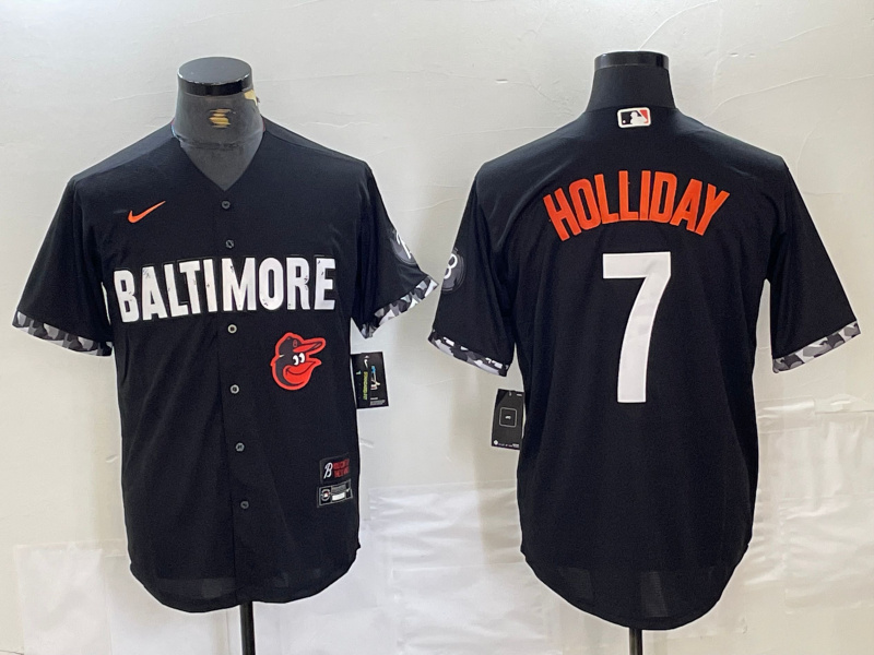 Personalized Men’s Baltimore Orioles #7 Jackson Holliday Black 2023 City Connect Cool base jerseys 2