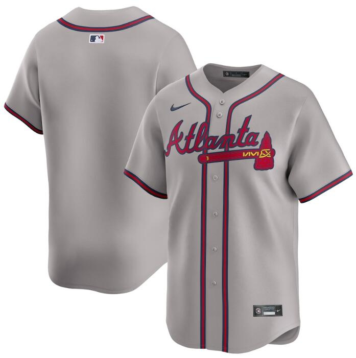 Personalized Men’s Atlanta Braves Blank Grey 2024 Away Limited Stitched Baseball Jersey