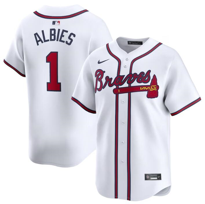 Personalized Men’s Atlanta Braves #1 Ozzie Albies White 2024 Home Limited Stitched Baseball Jersey