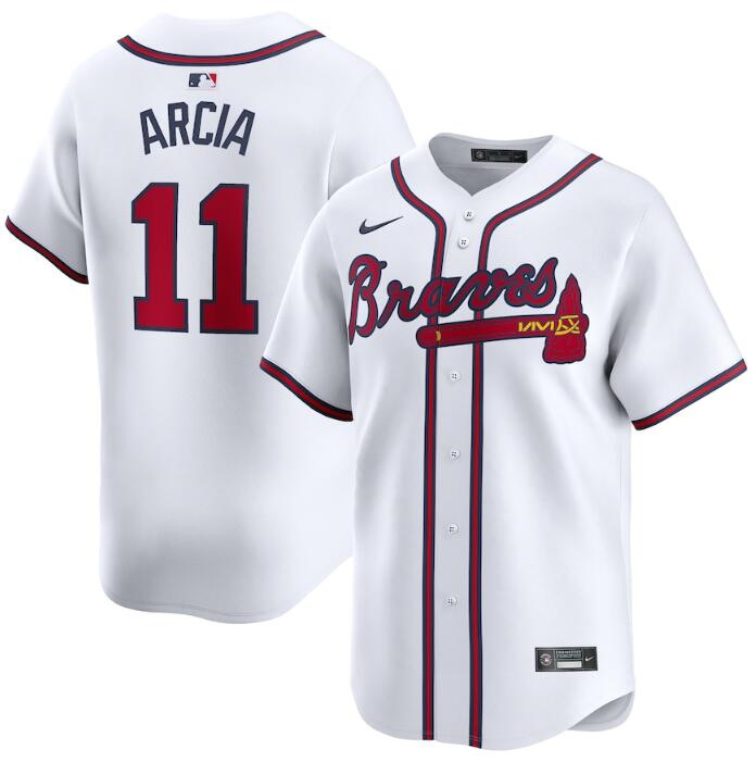 Personalized Men’s Atlanta Braves #11 Orlando Arcia White 2024 Home Limited Stitched Baseball Jersey