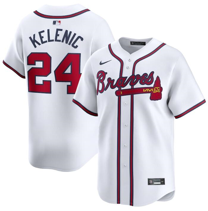 Personalized Men’s Atlanta Braves #24 Jarred Kelenic White 2024 Home Limited Stitched Baseball Jersey