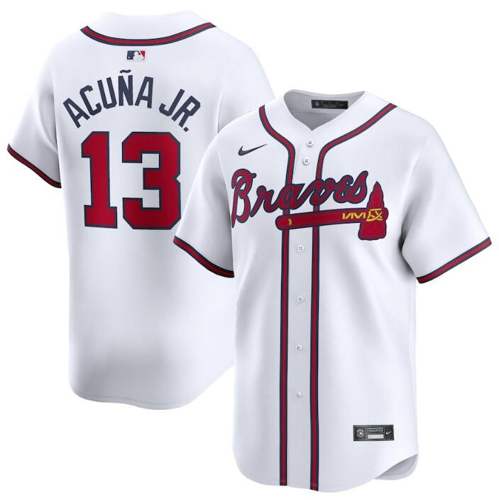 Personalized Men’s Atlanta Braves #13 Ronald Acuña Jr. White 2024 Home Limited Stitched Baseball Jersey