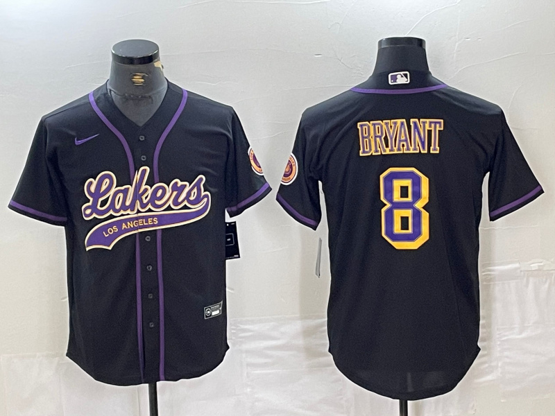 Personalized Men’s Los Angeles Lakers #8 Kobe Bryant Black Cool Base Stitched Baseball Jersey 4