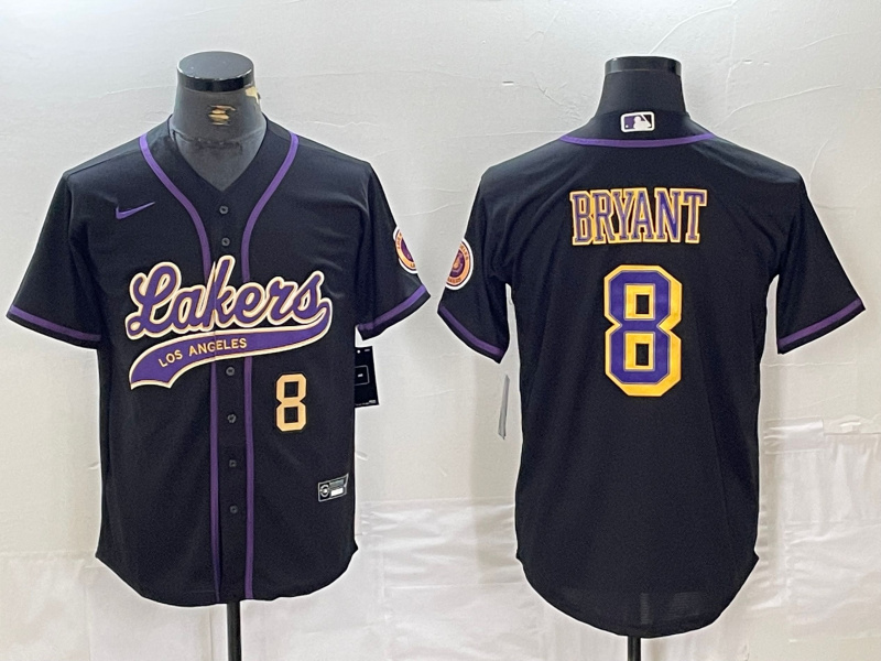 Personalized Men’s Los Angeles Lakers #8 Kobe Bryant Black Cool Base Stitched Baseball Jerseys 6