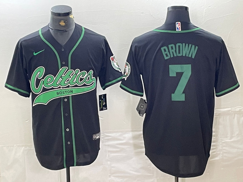 Personalized Men’s Boston Celtics #7 Jaylen Brown Black Cool Base Stitched Baseball Jersey